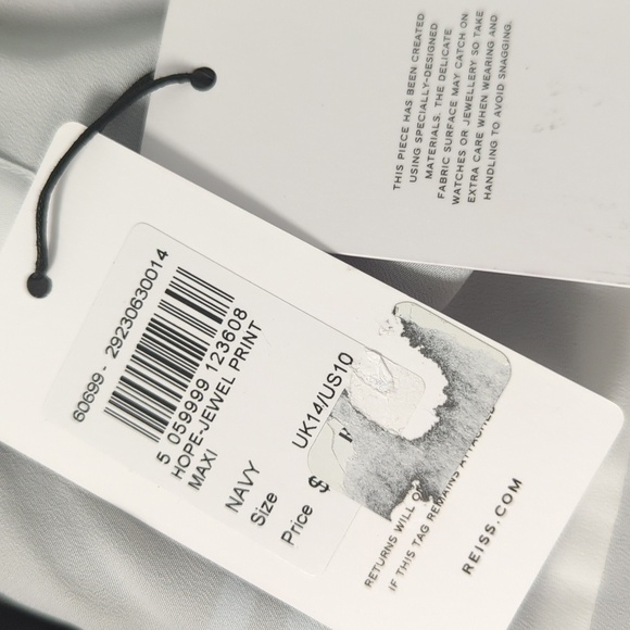 NEW Reiss Hope Jewel Print Halter Maxi Dress Navy White 10 evening formal - Picture 10 of 12